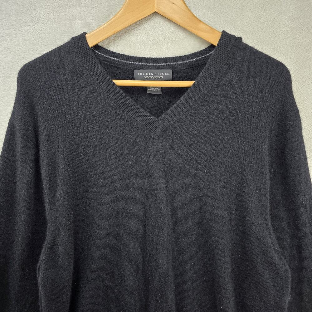 The Men's Store Bloomingdale's V-neck Sweater XL Black 100% Cashmere Long Sleeve - Picture 3 of 8